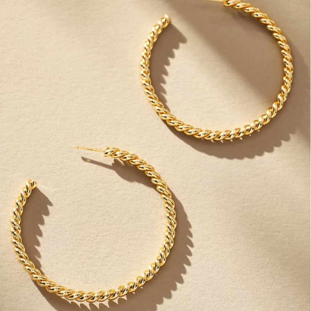 New ~ Anthropologie Large Rope Hoop Earrings
